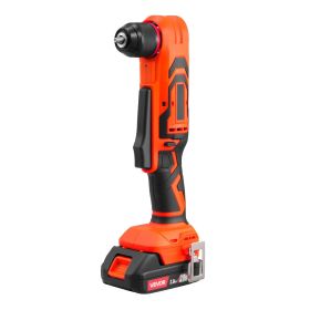 Right Angle Drill, 3/8 Inch Chuck, 90 Degree Cordless Right Angle Drill with Brushless Motor, Battery, Charger, and Belt Clip, Adjustable Speed
