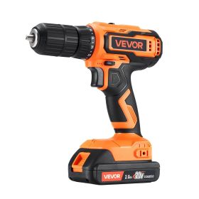 VEVOR Cordless Drill Driver, 1/2 inch Metal Chuck, Dual-Speed Variable, Drill Driver Kit with Lithium Battery and Charger, Belt Clip