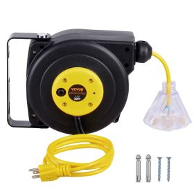 VEVOR Retractable Extension Cord Reel Power Cord Reel 30FT 16AWG/3C SJTOW