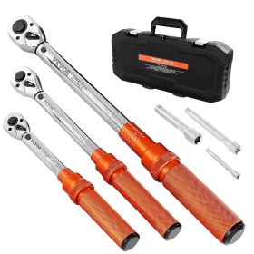 Click Torque Wrench Set 3 Pcs 1/4 3/8 1/2 Inch Drive Dual-direction 72-Tooth