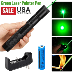 Rechargeable 532nm Visible Beam Light Laser Green Laser Pointer Pen +Battery+Charger Set