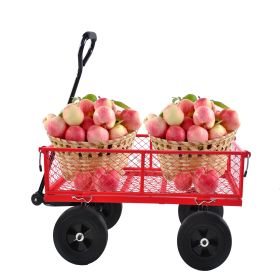 Tools cart Wagon Cart Garden cart trucks make it easier to transport firewood (Colour: red)