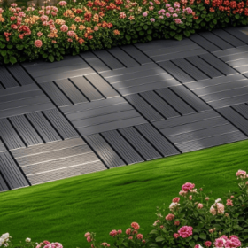 Plastic Interlocking Deck Tiles,44 Pack Patio Deck Tiles,12x12 Square Waterproof Outdoor All Weather Use, Outdoor And Indoor Patio Decking Tiles (Option: Style1)